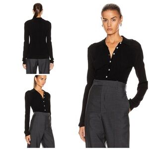 Gauge81 Black Basel Rhinestone Jewels Buttons Knit Polo Top Sweater M